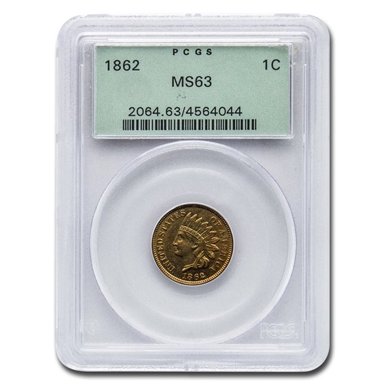 1862 Indian Head Cent MS-63 PCGS (Green Label) 1862 Indian Head Cent MS-63 PCGS (Green Label)